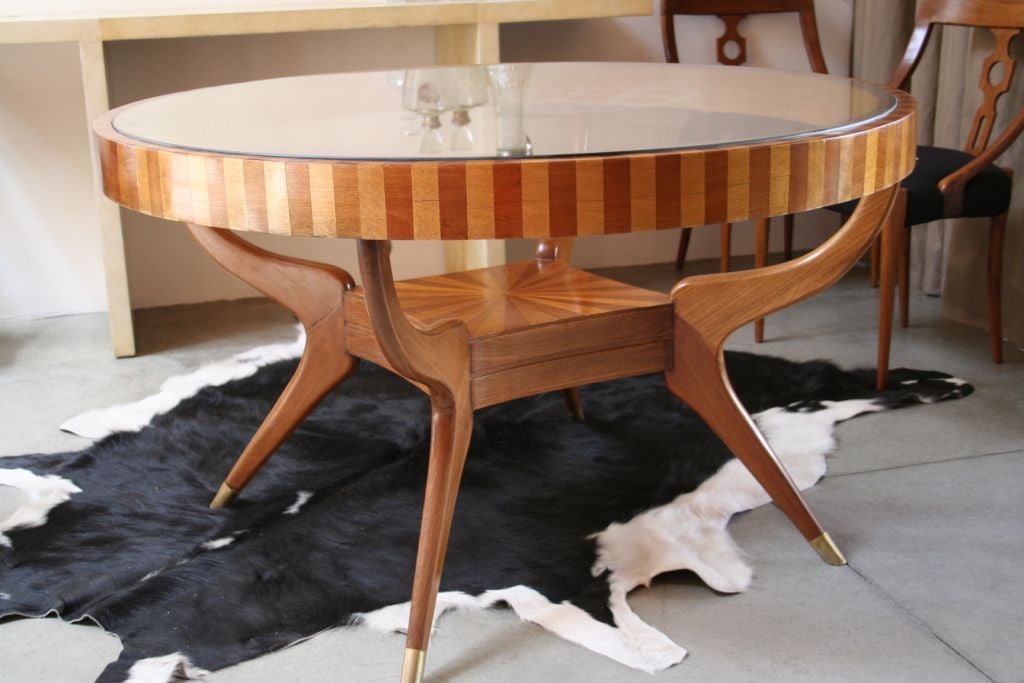 60's Round Dining Table with Glass Top