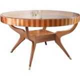 60's Round Dining Table with Glass Top