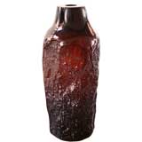 Large 1960s Girandi Burgundy Textured Glass Vase