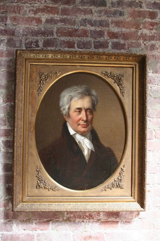 Argentine Oil Portrait Painting of a Count in Ornate Gilded Frame, 19th Century For Sale