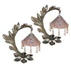 Pair of 19th c. Spanish Iron Table Lamps with Crystal Drops 11