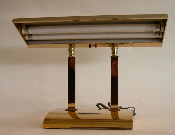 20th Century Large Mid-Century Moderne Bronze Desk Lamp by Silvercrest Bronze Co. For Sale