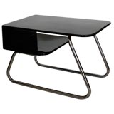Rare Streamline KEM Weber Side Table in Black Lacquer & Chrome