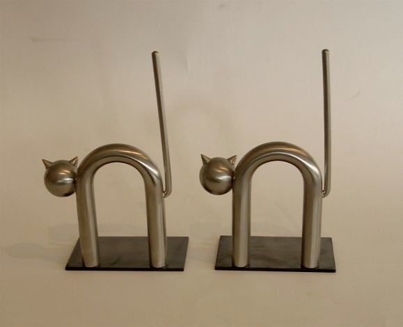 American Rare Art Deco Cat Bookends by Walter Von Nessen for Chase Mfg.