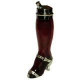 1930's Art Deco Ruby Glass Leg with High Heel Shoe Shaker