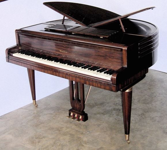 Great Streamline Art Deco Butterfly Wurlitzer Baby Grand Piano 4