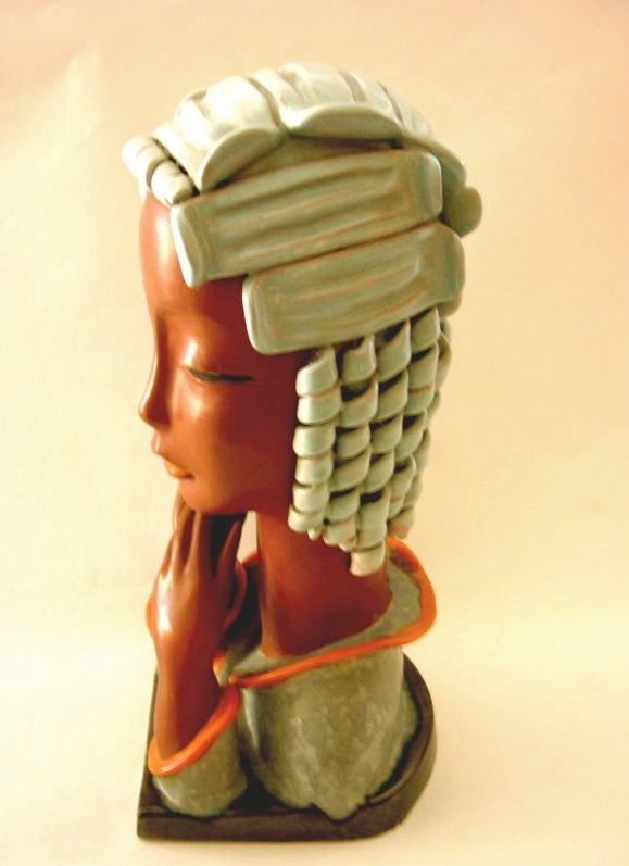 Pair of Large Goldscheider Glazed Terra-cotta Busts