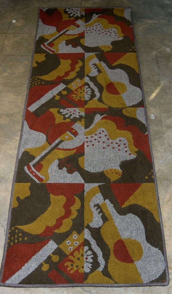 Original Art Deco Radio City Wool Carpet Runner by Ruth Reeves