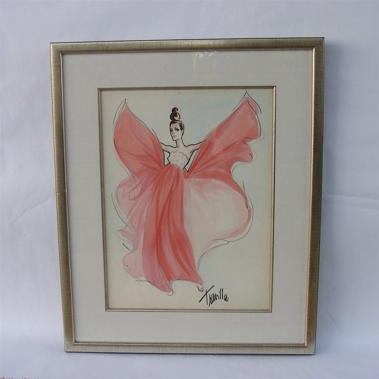 These are the original ink, gouache and watercolor sketches  painted by the famous costume designer Travilla for 