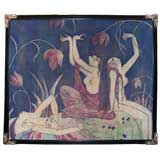 Huge 1930's Framed Batik Painting "The Sirens" by D. Scott