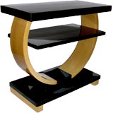 Pair of Streamline Art Deco Tables in Maple and Black Lacquer