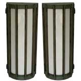Large Pair of Streamline Bronze Outdoor Sconces by J. Dolena