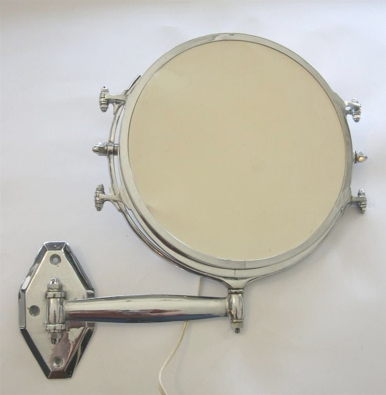 Triple Hinged Illuminated Art Deco Wall Mounted Shaving Mirror 2