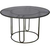 Large Round Bronze and Glass Dining Table by Walter Lamb