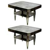 Fabulous Pair of Large Two Tiered Vintage Mirrored Side Tables