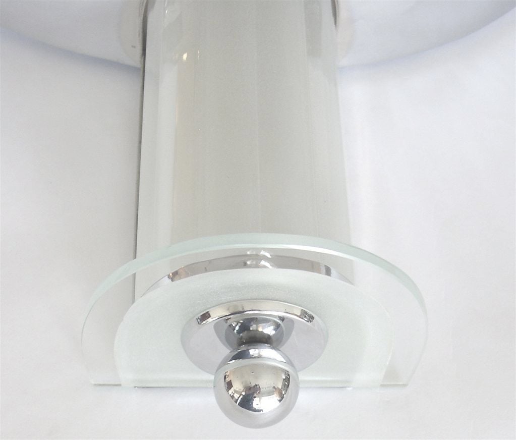 Pair of Streamline Art Deco Chrome and Glass Wall Sconces