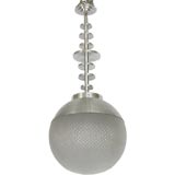 Machine Age Aluminum and Textured Glass Pendant Globe