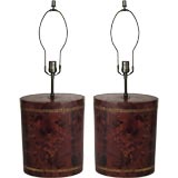 Vintage Rare Pair of Custom Tortoise Leather Lamps by Wm. Billy Haines