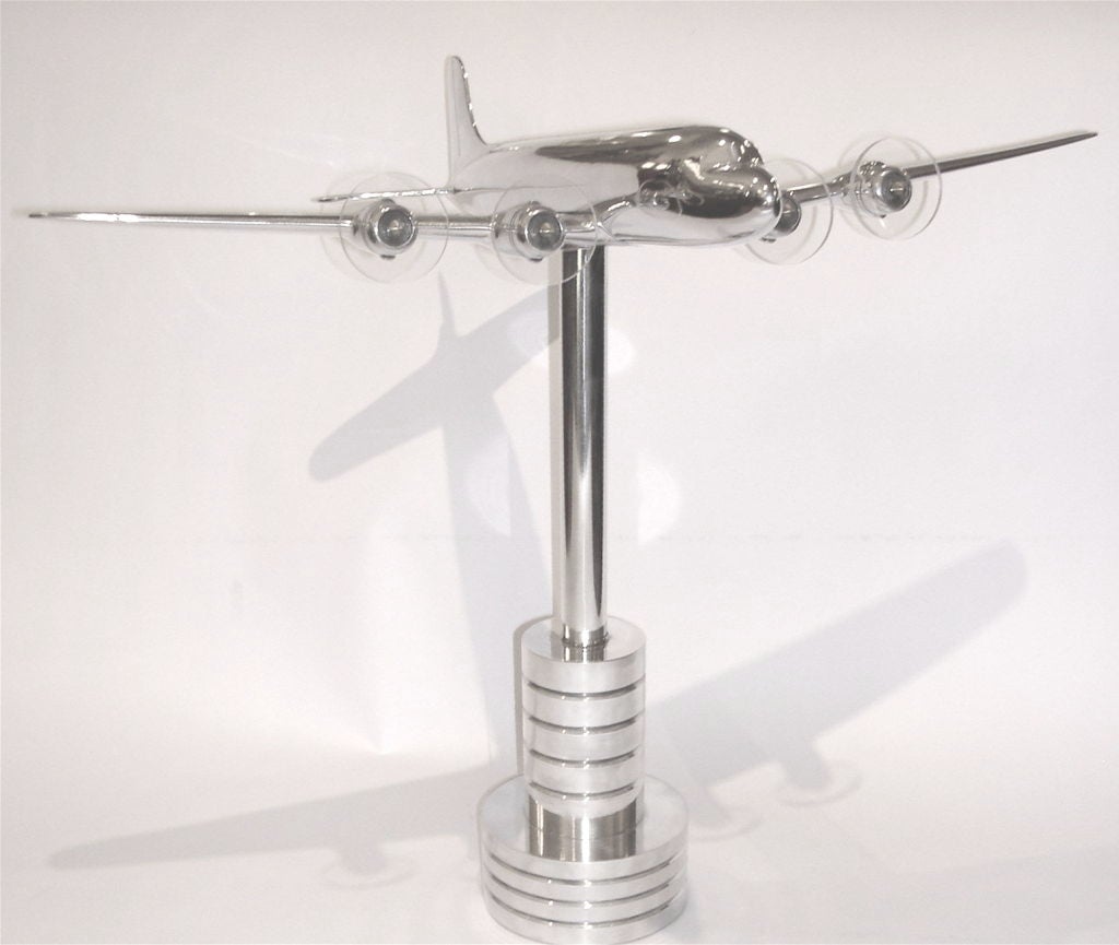 American Large Aluminum DC6 Airplane Model w/ Handcrafted Aluminum Stand