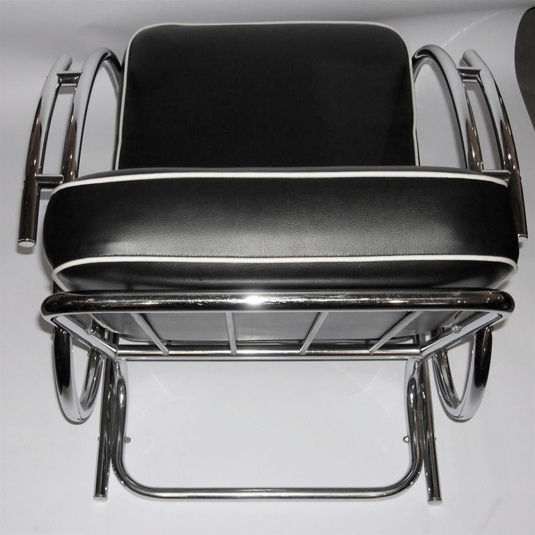 Pair of Streamline Moderne Art Deco Tubular Chrome Chairs 2