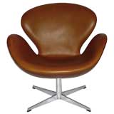 Swan Chair by Arne Jacobsen in Tan Leather mfg. by Fritz Hansen