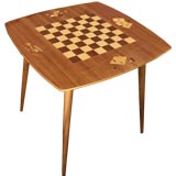 Unusually Detailed Moderne Inlaid Wood Marquetry Game Table