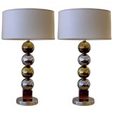 Pair of Mixed Metal Table Lamps