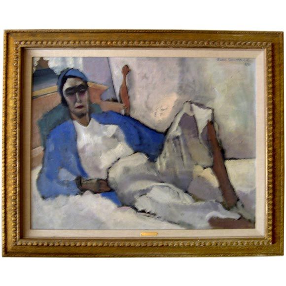 Large Framed Figural Expressionist Oil Painting by Ross Shattuck For Sale