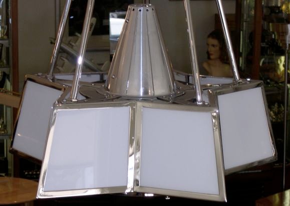 Fantastic Cased White Glass Star Theater Chandelier