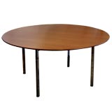 Large Walnut Round Parrallel Bar Coffee Table by Florence Knoll