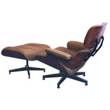 Rosewood 670 & 671 In Mocha Leather By Eames for Herman Miller