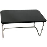 Black Lacquered Wood and Chrome Table by KEM Weber for Lloyd's