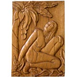 Vintage Fantastic Carved Wall Plaque Painting by A.M. Robe