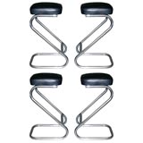 Set of 4 Chrome Bar or Counter Stools by Gilbert Rohde for Troy