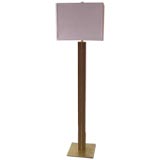 Mid-Century Linen and Brass Floor Lamp 5