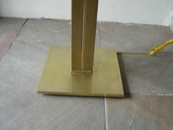 American Karl Springer Mid-Century Linen and Brass Floor Lamp For Sale