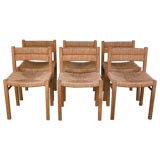 A Set of Six French Oak and Rush Dining Chairs