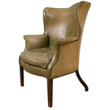 English Leather Wing Chair