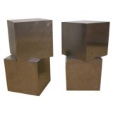 Four Silver Metal Cubes as Side Table
