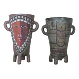 Vintage Two European Stoneware Vases