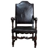 A Spanish Louis XIV Leather Fauteuil