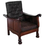 Walnut Morris Chair with Leather Cushions
