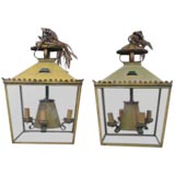 A Pair of Painted Tole Lanterns