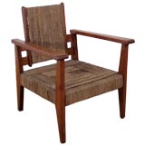 Oak and Plaited Rush Open Armchair