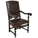Walnut and Leather Fauteuil