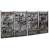 Art Deco Wrought Iron Gates Depicting Playing Cards