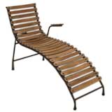 French Steel and Wood Deck Chair