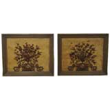 A Pair of Italian "Lacca Povera" Flower Panels