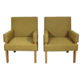 A Pair of Maxime Old Upholstered Sycamore Armchairs