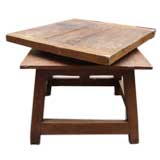 A Painted Oak Sculpture Stand with Rotating Top